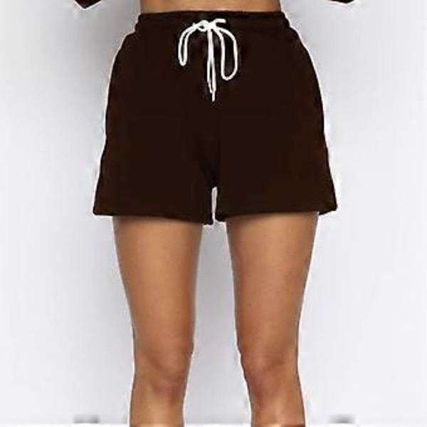 Dam Oversized 2-delat Loungeset Långärmad Dragkedja Ståkrage Huvtröjor Sweatshirt Shorts Outfit Träningsset Brun XL(XL Brun)