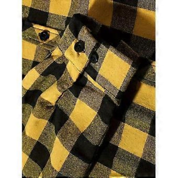 Flanellskjorte med hette for menn, avslappet rutete skjorte, langermet stilig hettegenser (XL Gul)