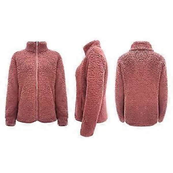Sweater Dame Casual Langærmet Lynlås Skjorte (M Pink)