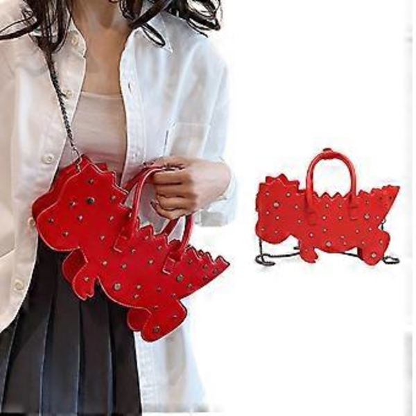 Iögonfallande Dinosaurieform PU Läder Nitar Plånböcker för Kvinnor Flickor Crossbody Plånböcker Axelväska för Vardagsbruk Guld (Guld)