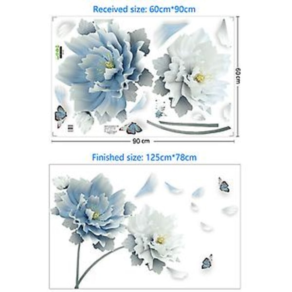 Avtakbare Blomst Lotus Sommerfugl Veggklistremerker 3D Veggkunst Dekaler Hjemmeinnredning( )
