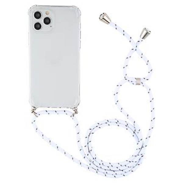 Neljän kulman TPU-kotelo narulla iPhone 15 Plus:lle (Valkoinen harmaa)