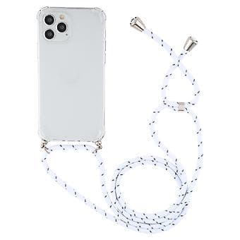 TPU-etui med snor til iPhone 15 Plus (Hvid Grå)