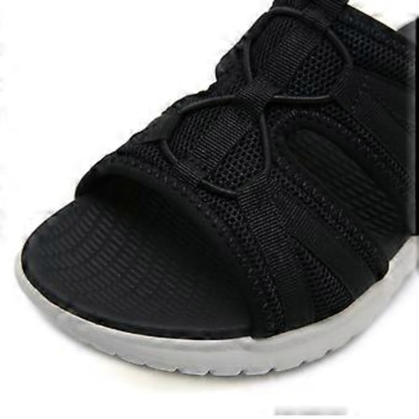 Sports MD Casual Damesandaler Stor Størrelse Sommer Kilehæl Slippers (EU 37 Sort)
