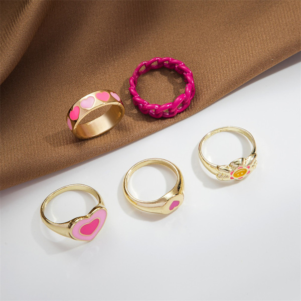 5 st Hjärtformade Fingerringar för Kvinnor Smycken Mode Enkel Emali