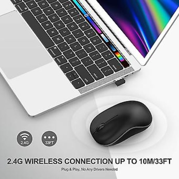 Bluetooth-mus, 2.4g Bluetooth Trådløs Mus Dobbel Modus (bluetooth 5.0+usb), Datamus Med Usb-mottaker