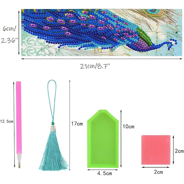 2 st 5D Diamantmålning Bokmärken, Läder Tassel Bokmärke, Nummer Broderi Bokmärken, med T