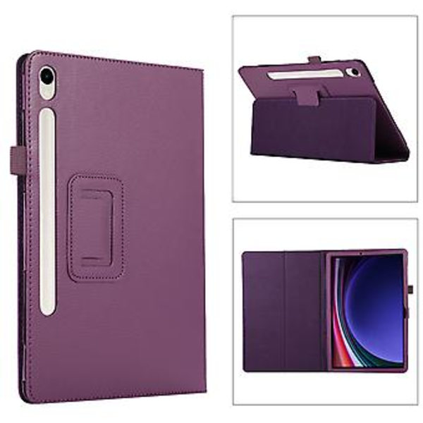 Litchi-teksturert Tablettveske for Samsung Galaxy Tab S9+ (Lilla)
