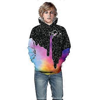 hmwy-gutt jente 3d galakse trykk hettegenser pullover sweatshirt genser topp (6-7 år)