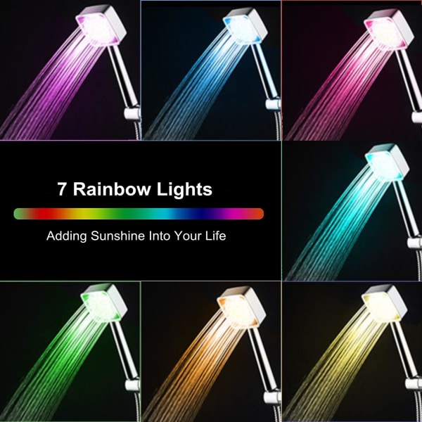 LED Shower Head, Illuminated Shower Head, LED Hand Shower with 7 Changing Colors, Shower Head, LED S