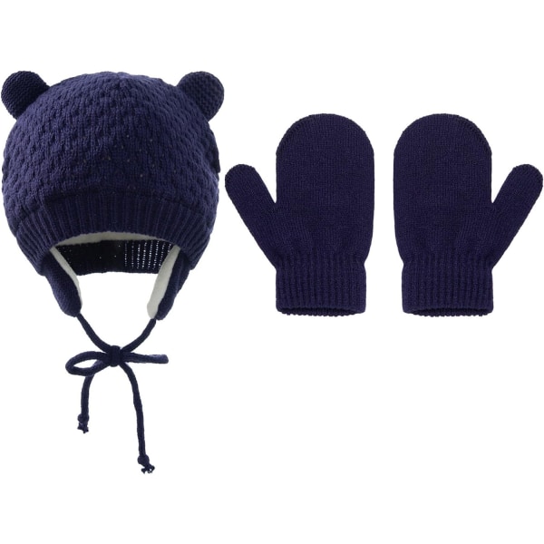 Baby Pojkar Flickor Fiske Solhatt Handskar Set Baby Vinter Hat Stickad