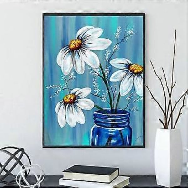 Diamantmålning Kit för Vuxna, DIY 5D Rund Vas Full Diamant Blomma Blommig Diamantkonst, Perfekt för Barnmålning och Hemfritid och Väggdekor