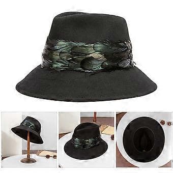 Fjerprydet uldfiskerhat Fedoras Hat til vinterbrug Bucket Hat Temafest Gentleman Hat Karneval Rekvisit Tilbehør