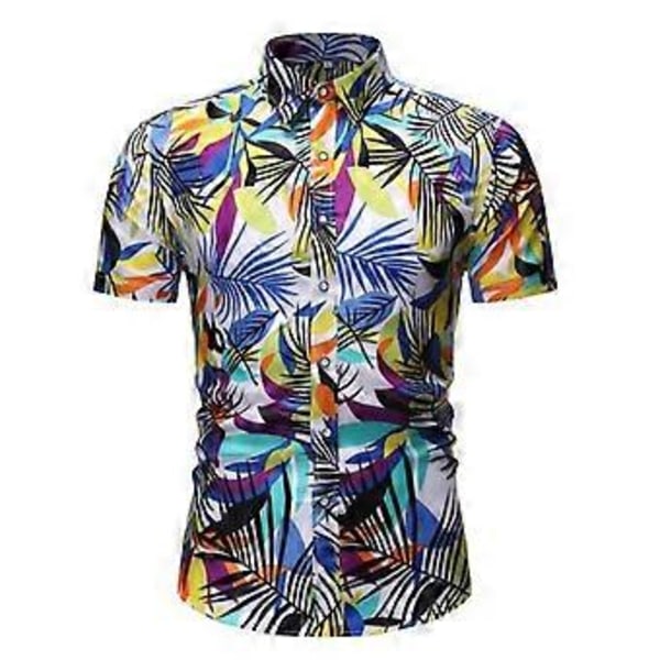Miesten Havaiji-paita ja shortsit setti 2 osaa Napitettava kukallinen rantapuku Trooppiset asut (2XL Vihreä)