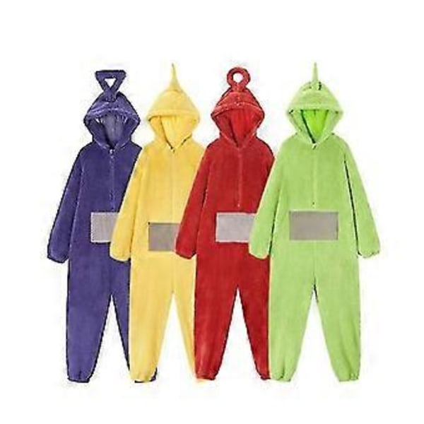 Teletubbies One Piece Pajamas Women's Homewear Men's And Women's Thickened Coral Fleece V (s yellow)