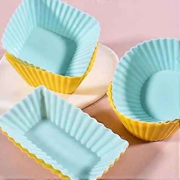 6 Stycken Ångbara Silikonkakformar Värmebeständiga Non-Stick Kakform Kök Bakning Bakverk Hemmabakningsverktyg gul