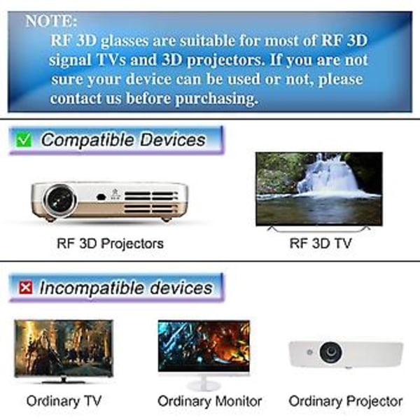 Laderbare Bluetooth RF 3D Aktive Briller for Sony 3D TV-projektorer TDG-BT500A