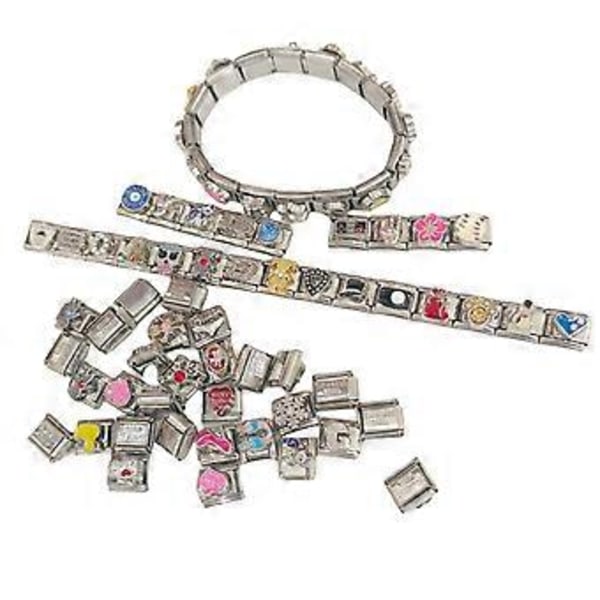100 st Mode Italienskt Armband Modulära Länkar Rostfritt Stål Handkedjemoduler Smyckeskomponenter för Män och Kvinnor