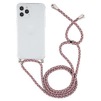 TPU-etui med snor til iPhone 15 Plus (lilla rød)