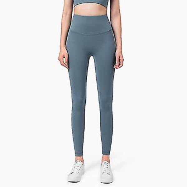 Korkeavyötäröiset Naked Feeling -legginsit, push-up, urheilu, naiset, fitness, juoksu, joogapöksyt, energisoiva saumaton leggins, kuntosali, tyttöjen leggins (M sininen hiili)