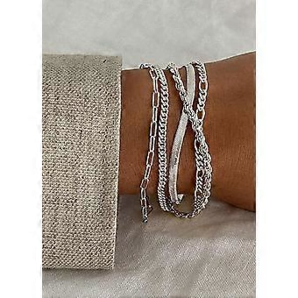 14K Ægte Guldbelagt Smykkesæt til Kvinder Trendy Tynd Elegant Stabelbar Cuban Link Paperclip Kæde Armbånd Pakke Modetilbehør Gaver