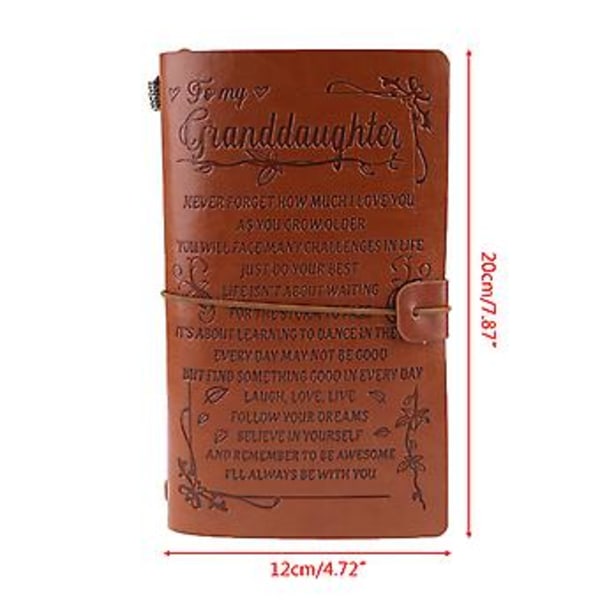 Vintage Graveret Kunstlæder Journal Notesbog Dagbog til Barnebarn (A)