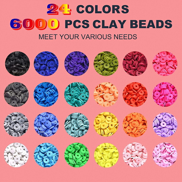 7200 lerpärlor, lerpärlor med smiley-ansikte, 6 mm mjuka lerbitar, mjuka lerpärlor DIY-smyckestillbehör