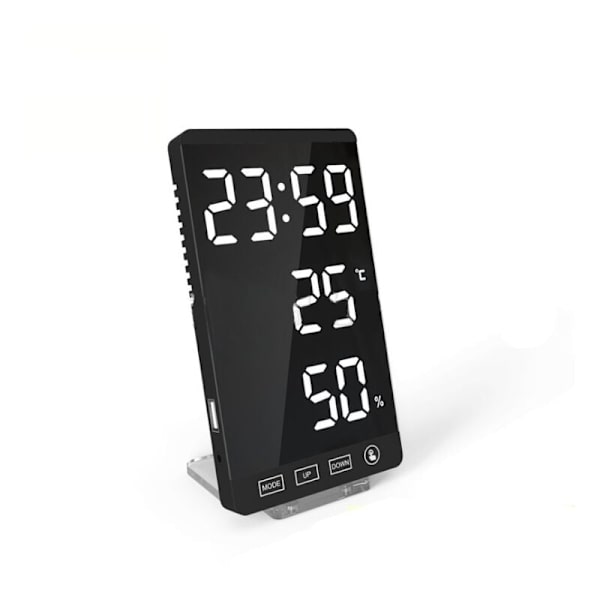 LED-spegelklocka termometer och hygrometer elektronisk väderklocka