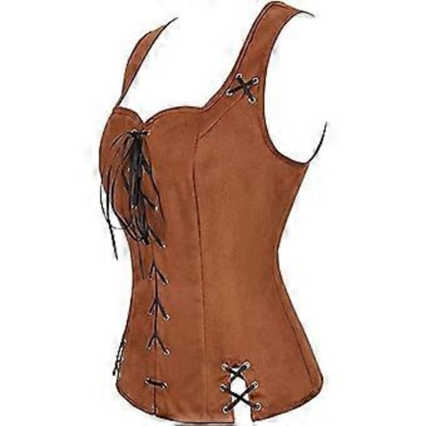 Dame Pirat Punk Vest Livstykke Cosplay Vest (L Lysebrun)