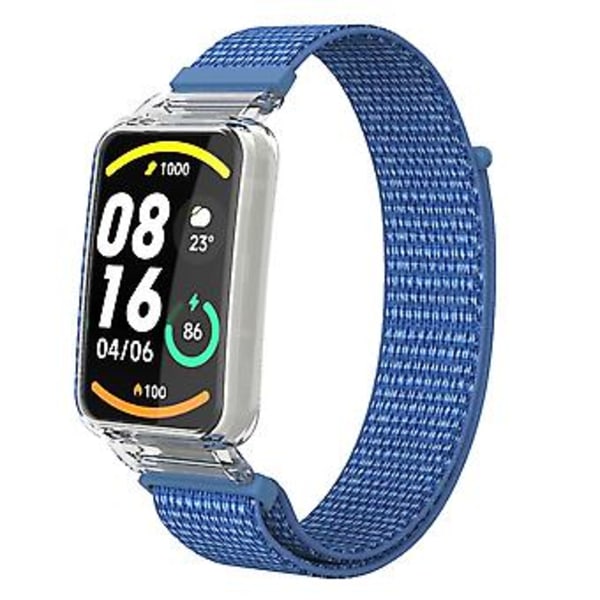 PC-etui + Nylon Loop-rem til Xiaomi Mi Band 7 Pro (Blå)