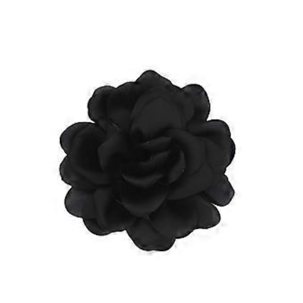 Elegant Stor Blomsternål i Blødt Stof Delikat Stofblomst Broche Nål Delikat Krave Nål til Rejser og Fritid Sort (Sort)