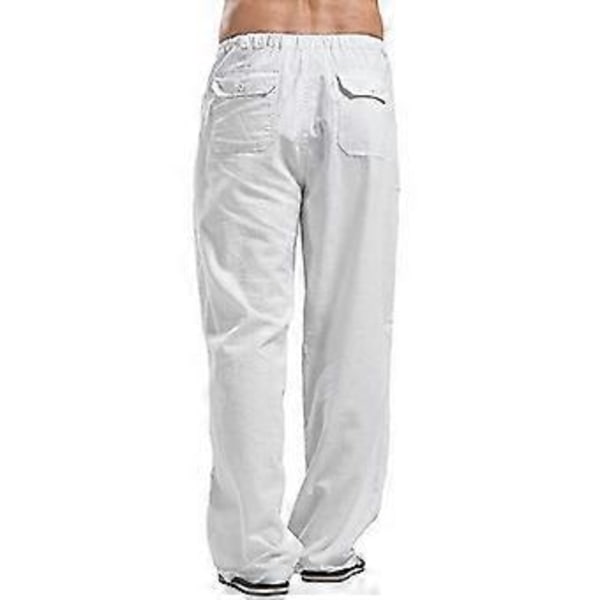 Herre Plus Størrelse Rett Party Bukser Løse Bukser Linbukser Elastisk Midje Mote Casual (3XL mørk blå)
