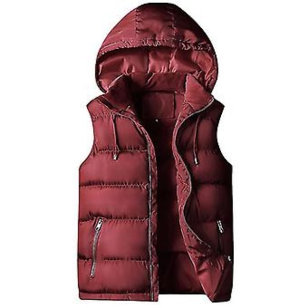Hettevest for menn, smal passform, polstret, avtakbar hette (3XL rød)