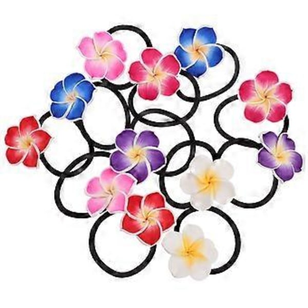 12 stk. Keramisk Materiale Frangipani Form Hårring Blomst Hår Elastik Sort Elastik Blomst