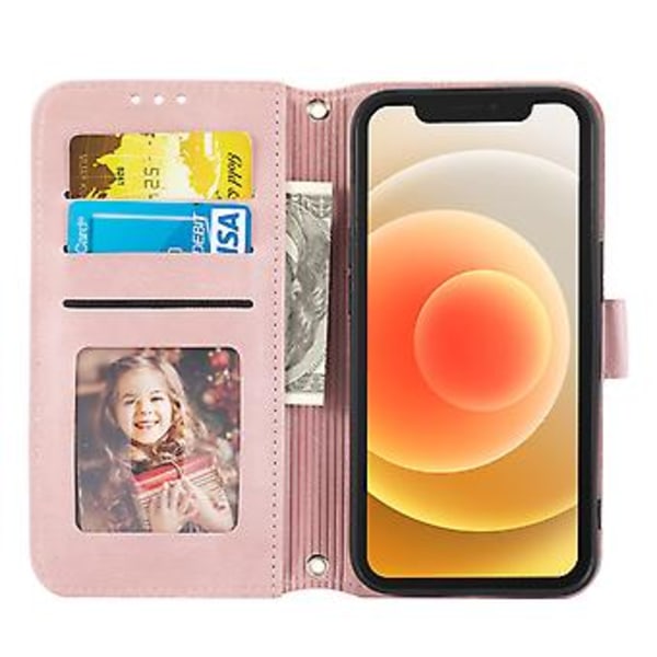 Präglad Läderfodral för iPhone 15 Pro Max (Rosa)