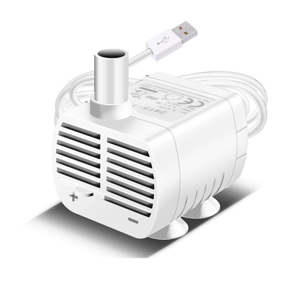 (Hvit) Nedsenkbar vannpumpe, akvariepumpe justerbar 200L/H 3W ultra-stille USB-pumpe for damfisk