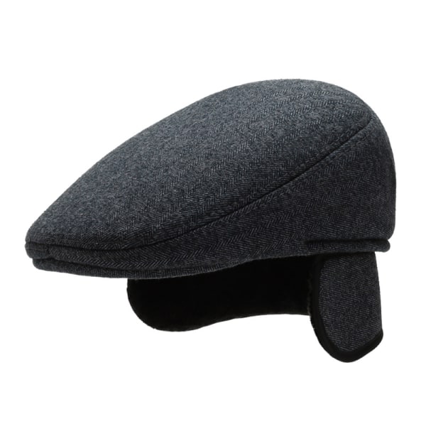 Herrar vinter flat cap med öronlappar - flat cap - peaked cap - gjord av ull - med utfällbart öron skydd - hudvänlig och bekväm