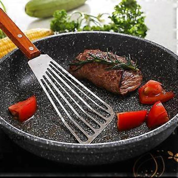 Slottad Vändspatel i Rostfritt Stål - Perfekt för Stekning av Fisk, Kött, Ägg och Pankakor. Snedskuren Kantdesign