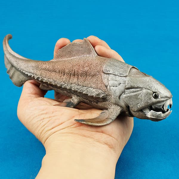 Dunkleosteus-dinosaurusfiguuri, monivärinen