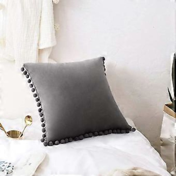 Set om 2, mjuk sammetslen dekorativ kvadratisk kuddfodral, soffa säng stol hemdekoration 30x40cm