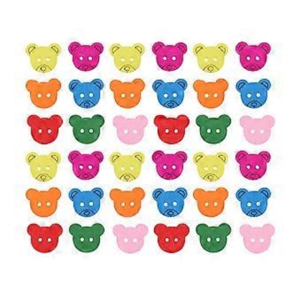 50 st DIY Träknappar Kreativa Kromatiska Björnhuvud Mönsterknappar Två Hål Knappar för Sömnad Scrapbooking Handmålade Skor Hattar