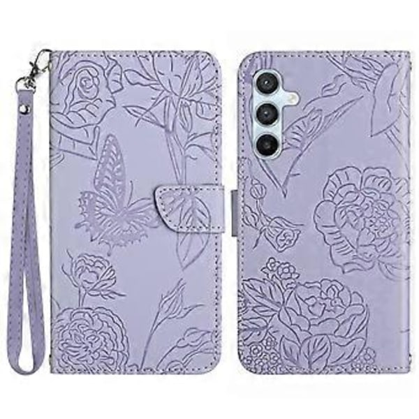 Til Samsung Galaxy F34 5G/M34 5G PU Læder Trykt Etui Tegnebog Stativ Telefon Cover med Håndledsrem (Stil E)