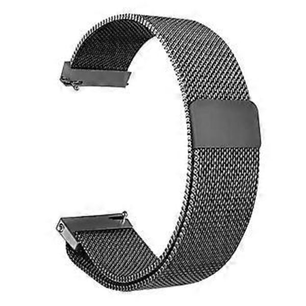 Urremme i rustfritt stålnett med justerbar spenne, pustende minimalistisk urrem for menn og kvinner (22 mm svart)