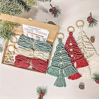 3 st Julgran DIY Kit Vävd Makramé Julgran Väggbonad Ornament ( )