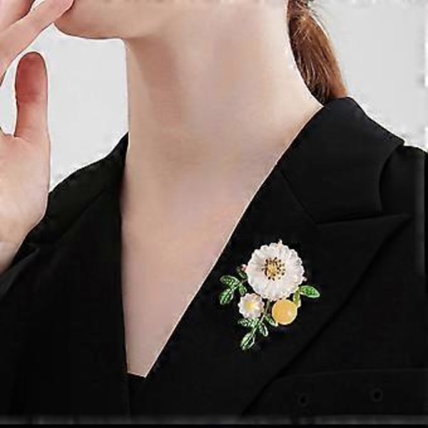 Mode Marguerit Blomst Broche Grønt Blad Solsikke Revers Nål Badge Dame Smykker til Bryllupper og Aftenfester