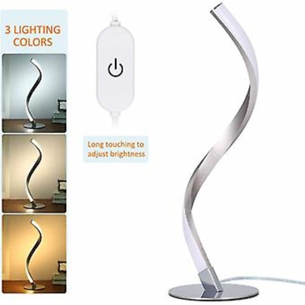LED Spiral Bordlampe 3000K Varmt Hvid Natlampe til Soveværelse (Kold Hvid, Naturligt Lys, Varmt Hvid)