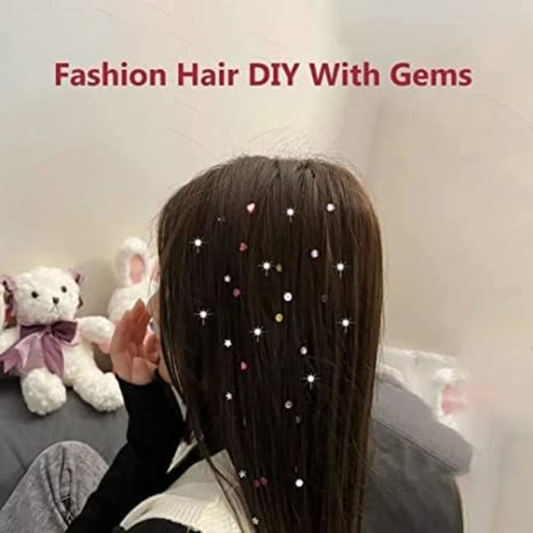 Hair Gem Stamper med 180 rhinestone hår ädelstenar, Hair Bedazzler Bl