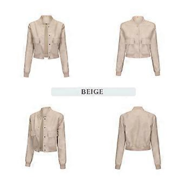 Løs cardigan frakke, afslappet jakke mode ribbet, læderjakke til kvinder (XL Off-white)