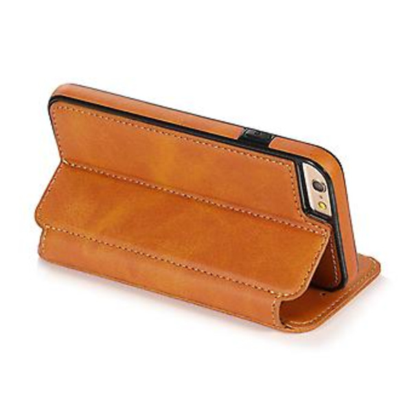 PU Læder Etui Folio Til Iphone 6p/6sp, Business Stil, Pengepung Funktion, Fald Beskyttelse, Stativ Funktion, Holdbar (Khaki)