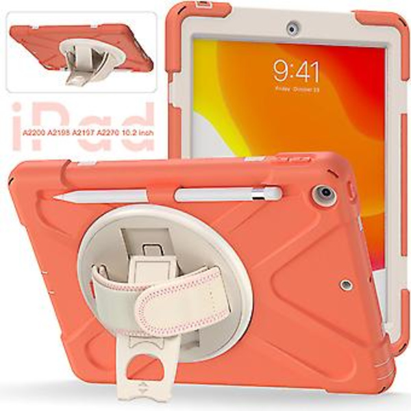 Etui for iPad 10,2 tommer med roterende stativ, støtsikker, kamerabeskyttelse